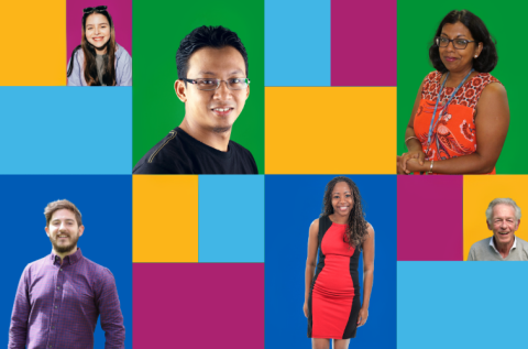 Collage of people on PCMH colours